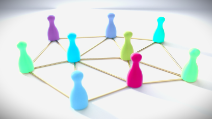 Abbildung von Spielfiguren, die miteinander vernetzt sind